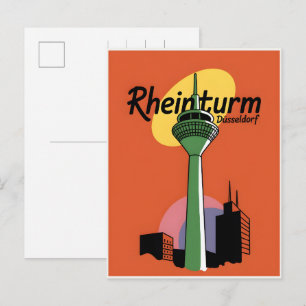 Rhine Tower Düsseldorf Rheinturm tyskt present Vykort