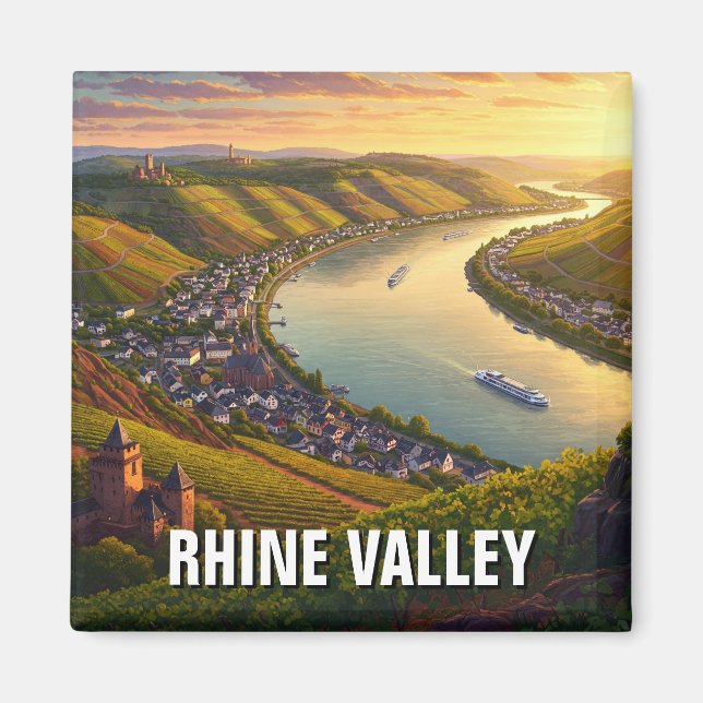 Rhine Valley Tyskland Travel Magnet (Framsidan)
