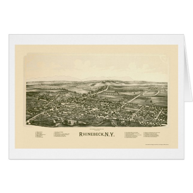 Rhinebeck panorama- karta för NY - 1890 Hälsningskort (Framsidan Horizontal)
