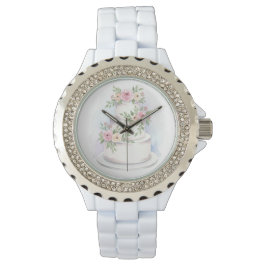 Rhinestone Bezel Bröllop Cake Möhippa Watch Armbandsur