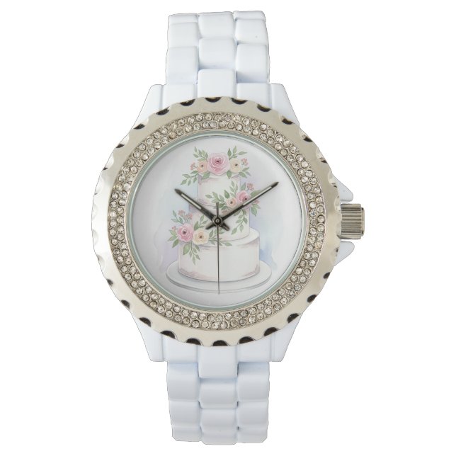 Rhinestone Bezel Bröllop Cake Möhippa Watch Armbandsur (Framsida)