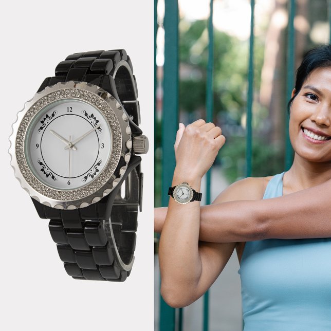 Rhinestone Black Decorative Enamel Watch för kvinn Armbandsur (Women's Rhinestone Black Decorative Enamel Watch)
