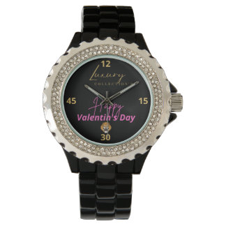 Rhinestone Black Enamel Watch för kvinnor Armbandsur