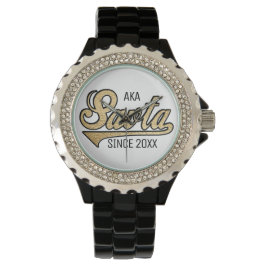 Rhinestone Black Enamel Watch Savta Armbandsur
