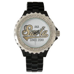 Rhinestone Black Enamel Watch Savta Armbandsur