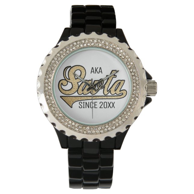 Rhinestone Black Enamel Watch Savta Armbandsur (Framsida)