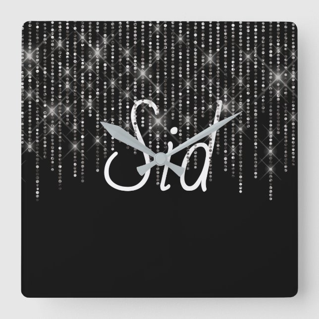 Rhinestone Bling med Namn Fyrkantig Klocka (Framsida)