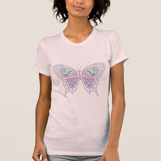 Rhinestone Butterfly Diamond Women's Top Tröja (Framsida)