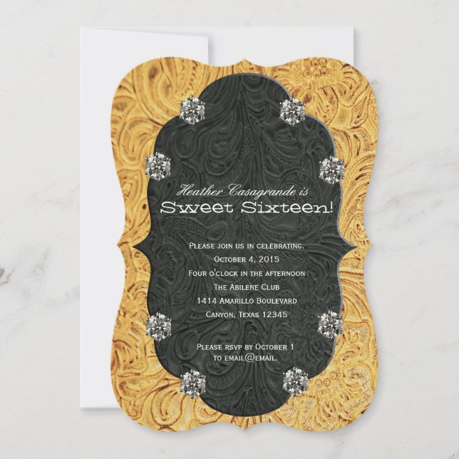 Rhinestone Cowgirl-Sweet sixteen Inbjudningar (Framsida)