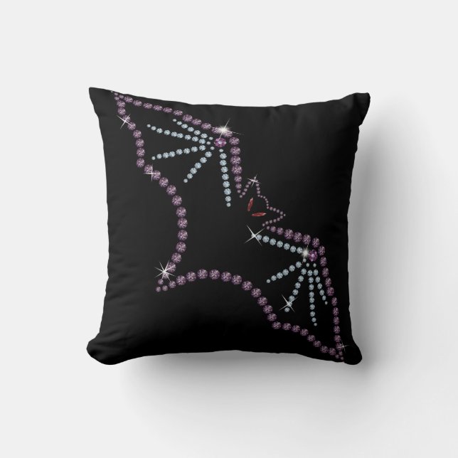 Rhinestone Crystal Jewel Fladdermus Pillow Design Kudde (Framsida)