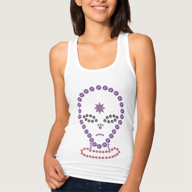 Rhinestone Design Alien Linne Med Racerback (Framsida)