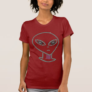 Rhinestone Design Alien T Shirt