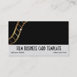 Rhinestone Design Metallic Guld Film Strip Visitkort