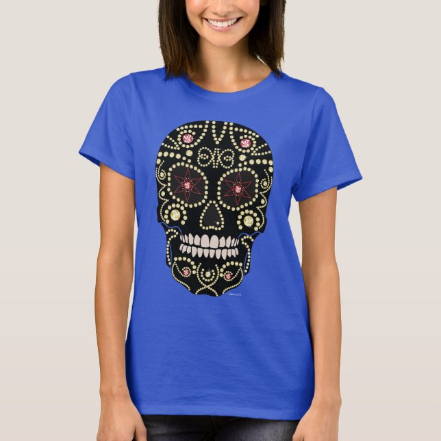 Rhinestone Diamond Skull design Tee Shirt (Framsida)
