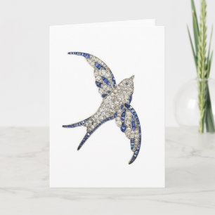 Rhinestone Diamonds Bird Vintage Costume Jewelry Kort