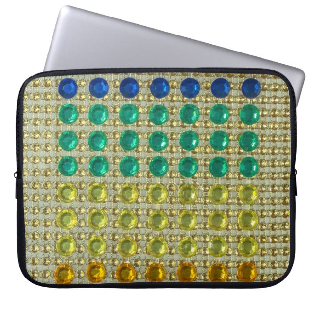 Rhinestone gems jewels flashy stil guld färg laptop fodral (Framsidan)