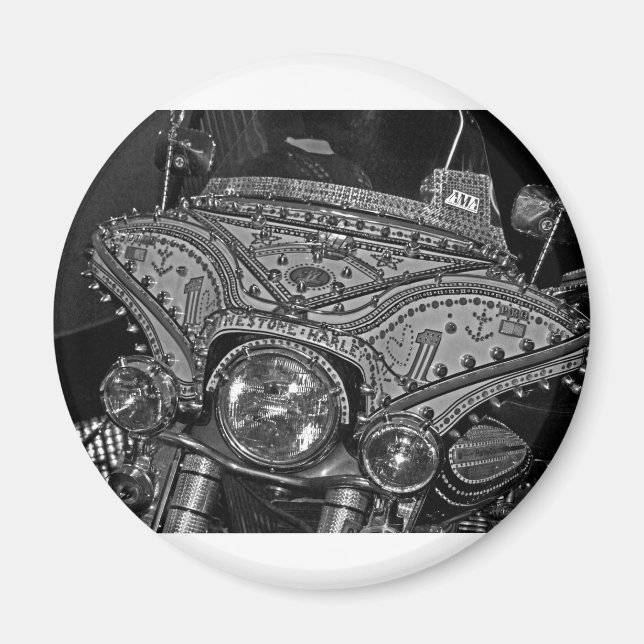 Rhinestone Harley i bw Magnet (Framsidan)