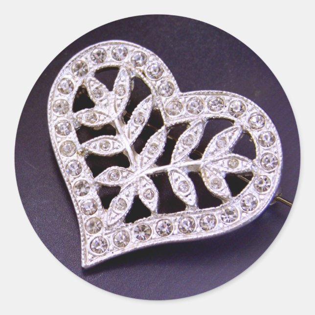 Rhinestone Heart Stickers Runt Klistermärke (Framsida)