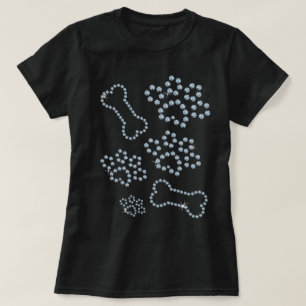 Rhinestone Hund Tassar och Bones Jewel Tshirt T Shirt