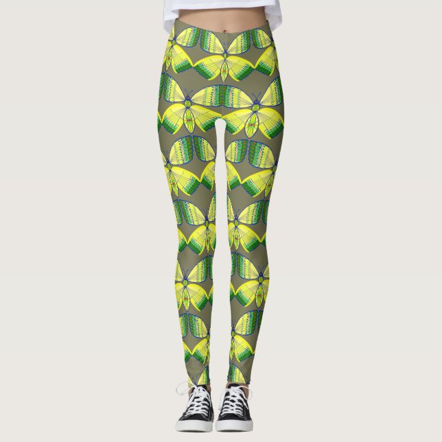 rhinestone-inspirerad geometrisk fjäril leggings (Framsida)