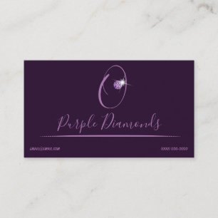Rhinestone Logotyp Initial O Affärskort Lila Visitkort