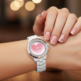 Rhinestone Love Heart Damklocka till Alla Hjärtans Armbandsur