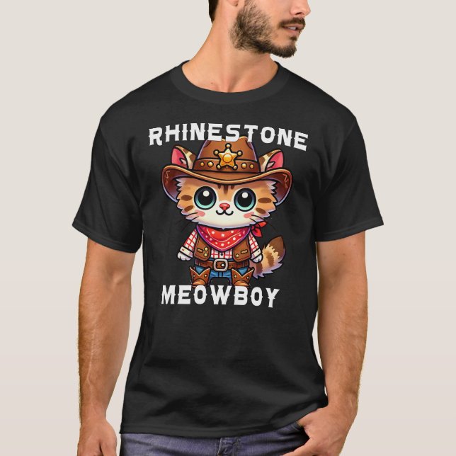 RhineStone Meowboy Cat T Shirt (Framsida)