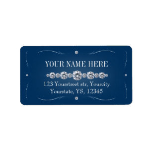 Rhinestone navy blue adressetiketters adressetikett