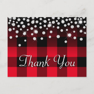 Rhinestone Red Buffalo Plaid Tack Vykort