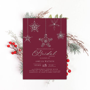 Rhinestone Snowflake Burgundy Winter Möhippa Inbjudningar
