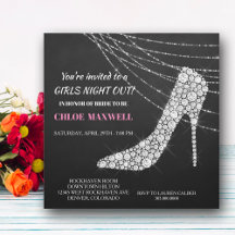 Rhinestone Stilett Bachelorette-fest-inbjudan