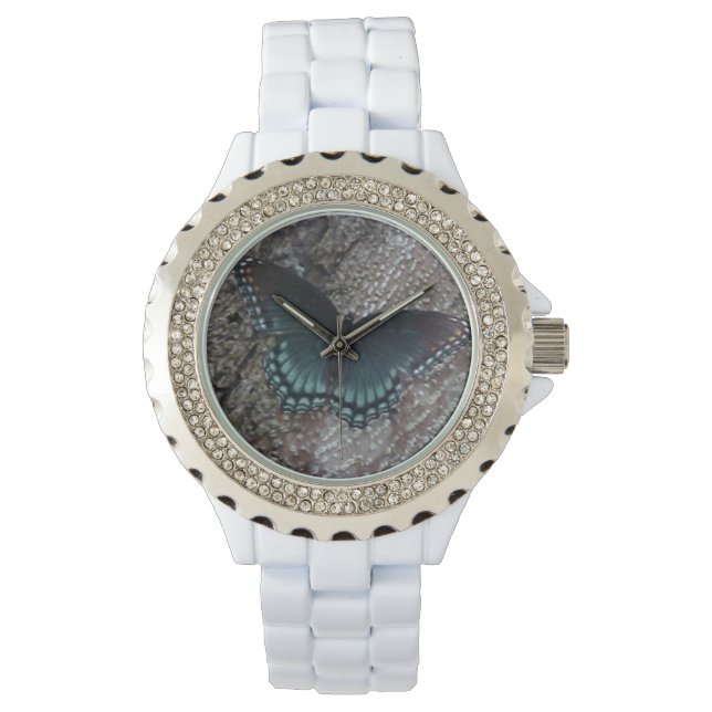 Rhinestone-vakt för kvinnor med fjäril armbandsur (Framsida)