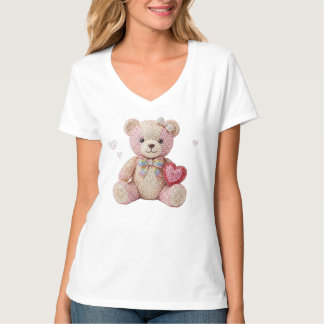 Rhinestone Valentine Bear  T Shirt