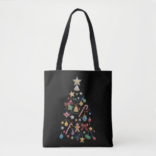 Rhinestone Whimsical Bling Julgran Högtid Tygkasse