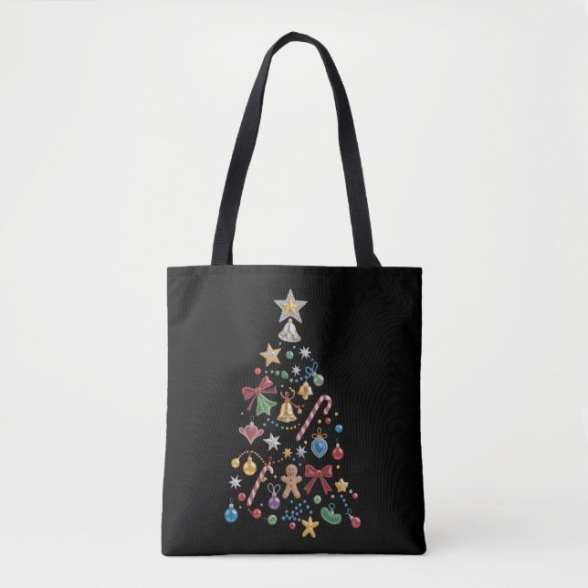 Rhinestone Whimsical Bling Julgran Högtid Tygkasse (Framsida)