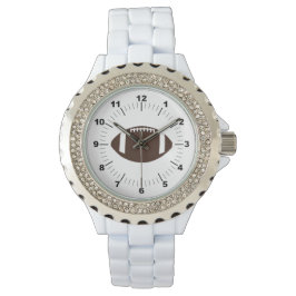 Rhinestone White Enamel, damfotboll Armbandsur
