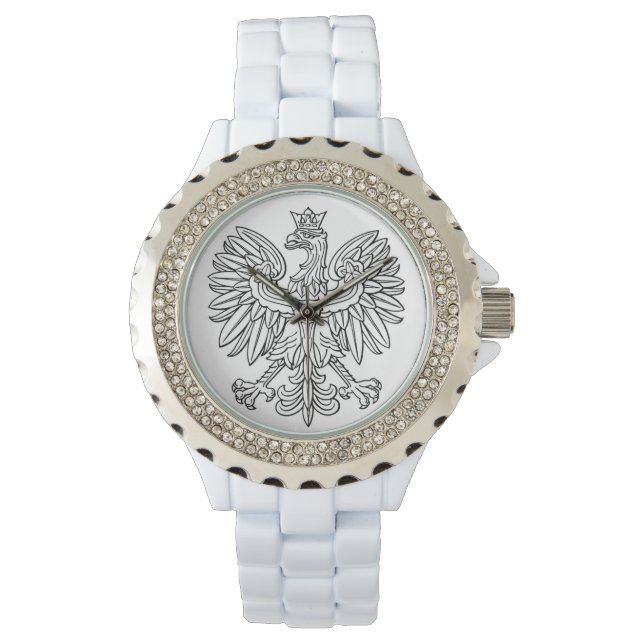 Rhinestone White Enamel Watch Armbandsur (Framsida)