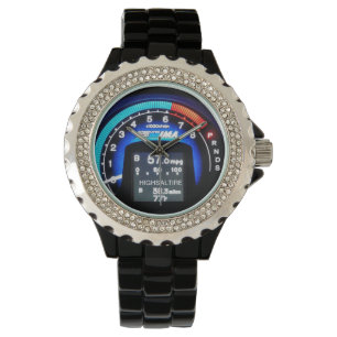Rhinestonen med svart emaljvarv kontrar klockan armbandsur