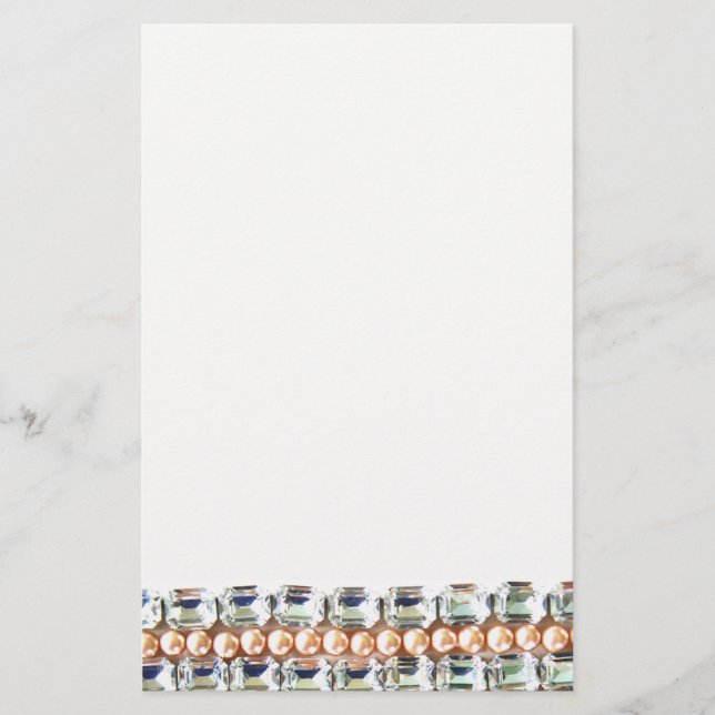 Rhinestoner och pärlor - vintage brevpapper (Framsida)