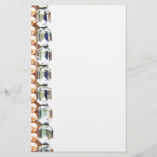 Rhinestoner och pärlor - vintage brevpapper (Framsida)