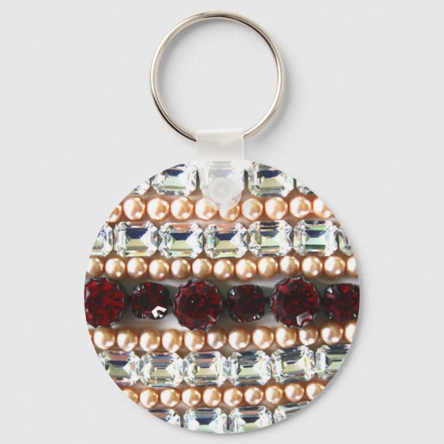 Rhinestoner och pärlor - vintage nyckelring (Framsida)