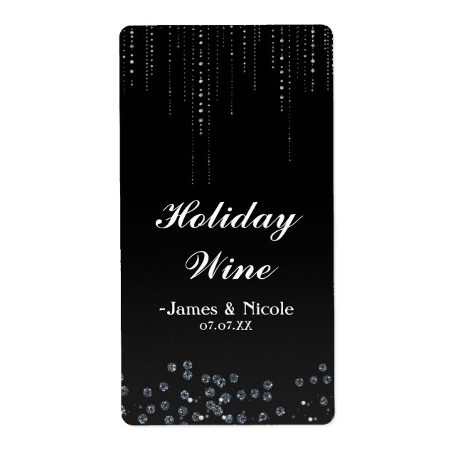 Rhinestones Glitter Bling Diamond Party Vin Etiket Fraktsedel (Framsidan)