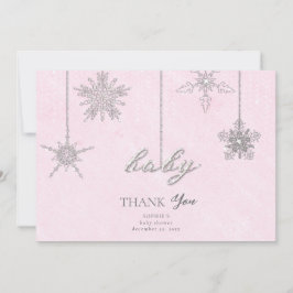 Rhinestones Glitter Snöflingor Rosa Winter Baby Tack Kort