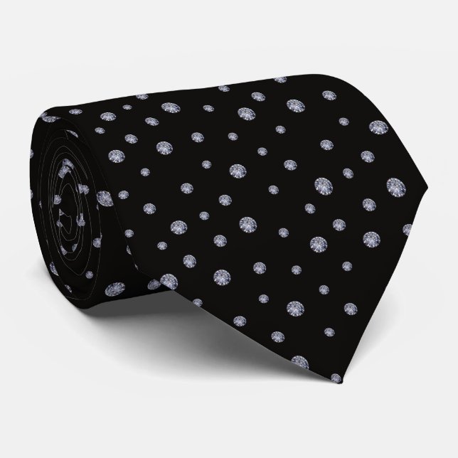 Rhinestones på svart slips (Rullad)