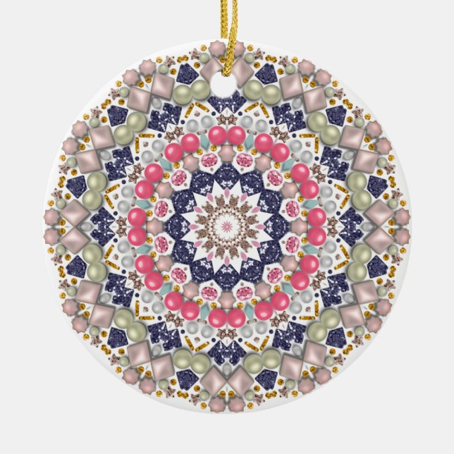 Rhinestones, paljetter, konfetti julgransprydnad keramik (Framsidan)
