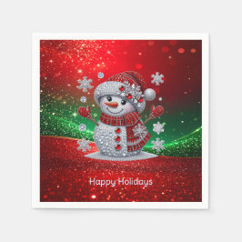 Rhinestones Snömannen Holiday Servett