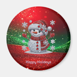 Rhinestones Snömannen Jul Magnet