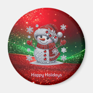Rhinestones Snömannen Jul Magnet
