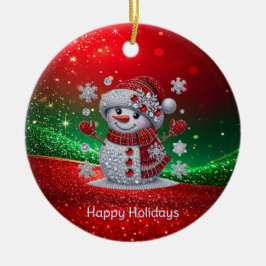 Rhinestones Snömannen Jul Pynt Julgransprydnad Keramik