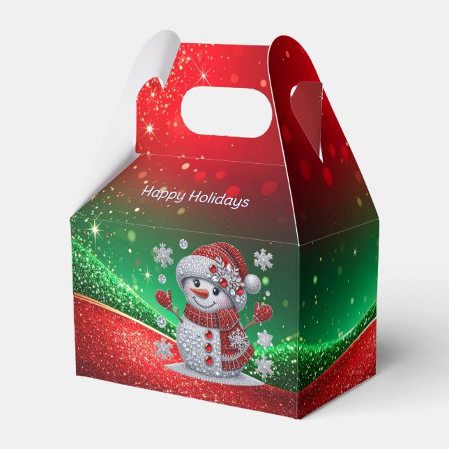 Rhinestones Snowman Holiday Favor Box Presentaskar (Framsidan Sidan)